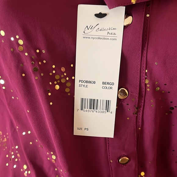 🚨New NY Collection Purple Self Tie Bouse with A Spray of Gold Sparkle - Picture 3 of 4